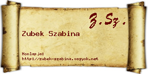 Zubek Szabina névjegykártya
